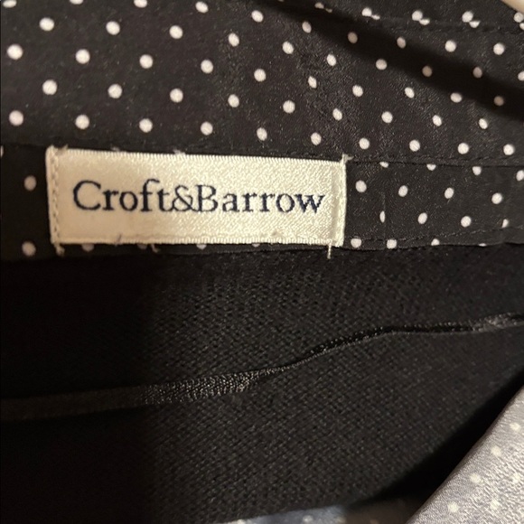 Chico's Black Textured Blouse with Polka Dot Collar - Picture 3 of 3